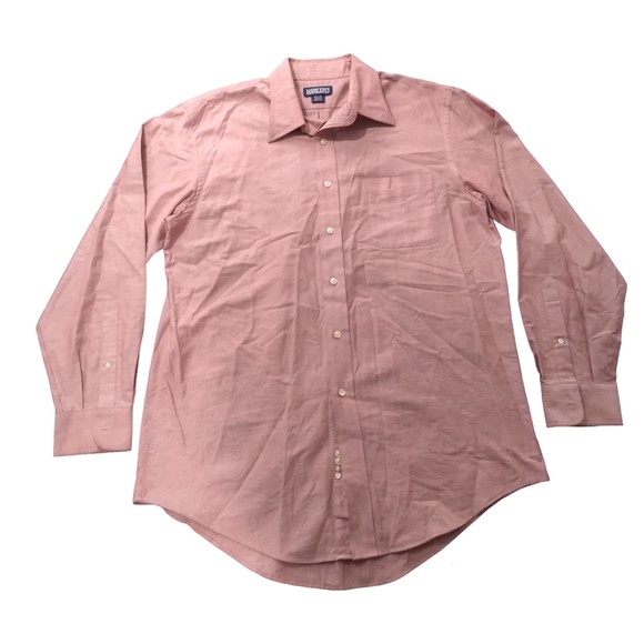 Land's End Men's Long Sleeve Maroon Button Up Dress Shirt Size L 16.5 (35) - Picture 1 of 6